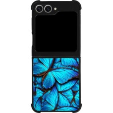 Coque Samsung Galaxy Z Flip6 - Silicone rigide noir Papillon bleu