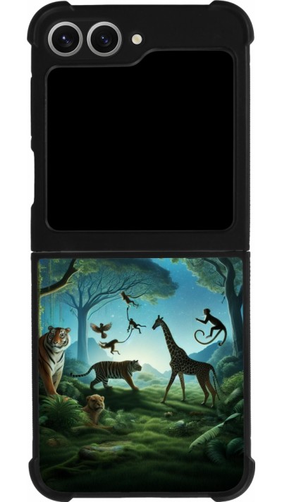 Coque Samsung Galaxy Z Flip6 - Silicone rigide noir Paradis des animaux exotiques