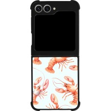 Coque Samsung Galaxy Z Flip6 - Silicone rigide noir Pattern de homards pastels