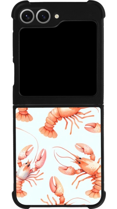 Coque Samsung Galaxy Z Flip6 - Silicone rigide noir Pattern de homards pastels