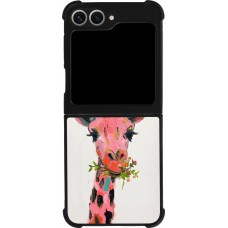 Coque Samsung Galaxy Z Flip6 - Silicone rigide noir Pink Girafe Paint