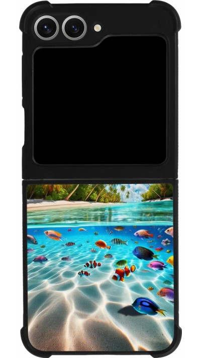 Coque Samsung Galaxy Z Flip6 - Silicone rigide noir Plage Paradis