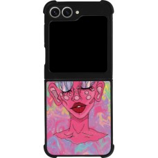 Coque Samsung Galaxy Z Flip6 - Silicone rigide noir Psychedelic pink mushroom