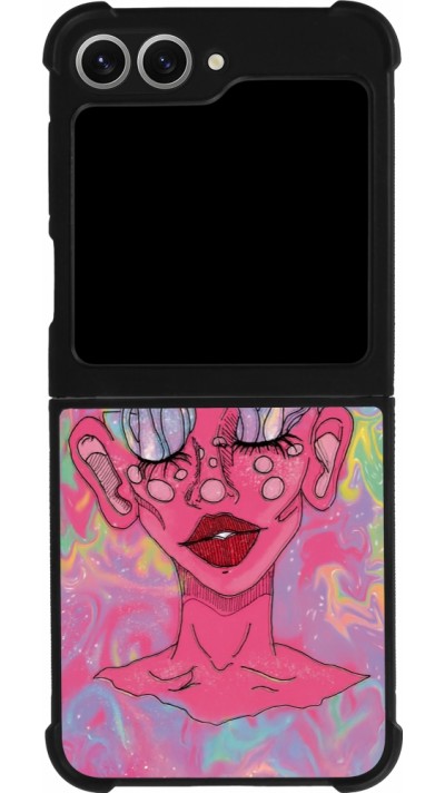Coque Samsung Galaxy Z Flip6 - Silicone rigide noir Psychedelic pink mushroom