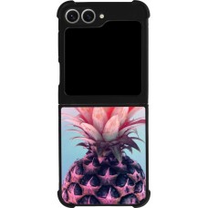 Coque Samsung Galaxy Z Flip6 - Silicone rigide noir Purple Pink Pineapple