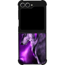Coque Samsung Galaxy Z Flip6 - Silicone rigide noir Purple Sky Wolf