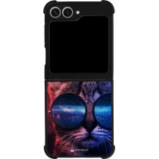 Coque Samsung Galaxy Z Flip6 - Silicone rigide noir Red Blue Cat Glasses