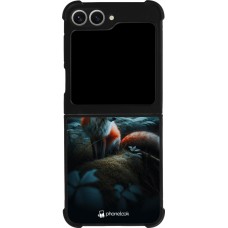 Samsung Galaxy Z Flip6 Case Hülle - Silikon schwarz Fuchs Mond Wald