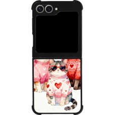 Coque Samsung Galaxy Z Flip6 - Silicone rigide noir Saint Valentines Day 26 Cat Love