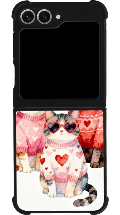 Coque Samsung Galaxy Z Flip6 - Silicone rigide noir Saint Valentines Day 26 Cat Love