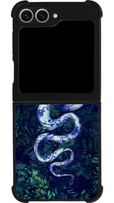 Coque Samsung Galaxy Z Flip6 - Silicone rigide noir Serpent Blue Anaconda