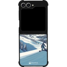 Samsung Galaxy Z Flip6 Case Hülle - Silikon schwarz Snowboarder Berg