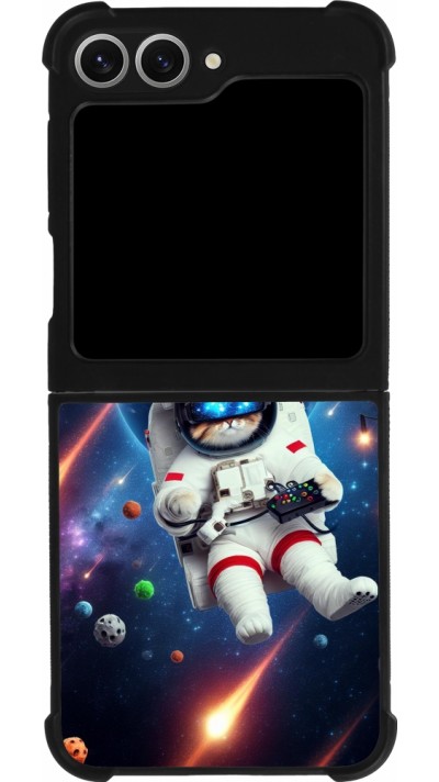 Coque Samsung Galaxy Z Flip6 - Silicone rigide noir VR SpaceCat Odyssey