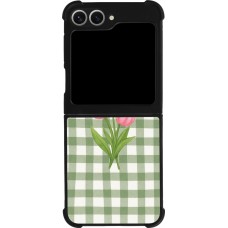 Coque Samsung Galaxy Z Flip6 - Silicone rigide noir Green vichy tulips Spring 2026