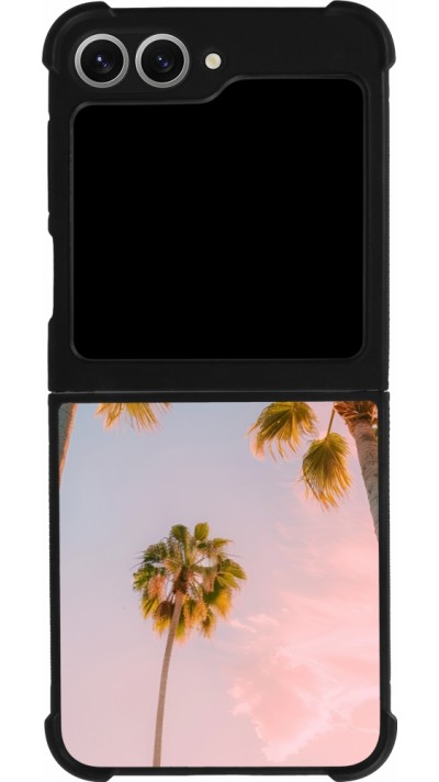 Coque Samsung Galaxy Z Flip6 - Silicone rigide noir Summer 2025 Palmiers