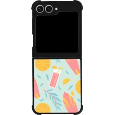 Coque Samsung Galaxy Z Flip6 - Silicone rigide noir Summer 2025 Pattern citron