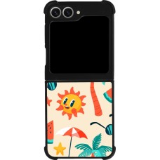 Coque Samsung Galaxy Z Flip6 - Silicone rigide noir Summer 2025 Pattern soleil