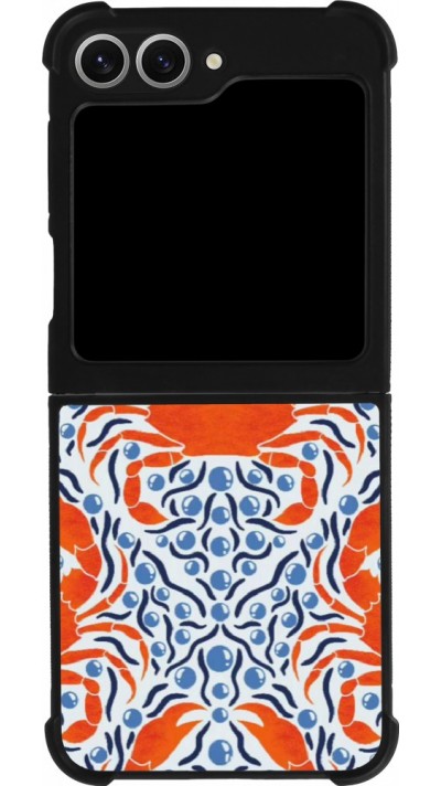 Coque Samsung Galaxy Z Flip6 - Silicone rigide noir Crabs and pearls Summer 2026