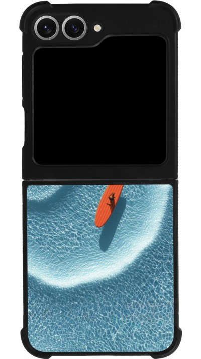 Coque Samsung Galaxy Z Flip6 - Silicone rigide noir Orange surf Summer 2026
