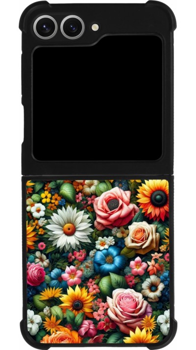 Coque Samsung Galaxy Z Flip6 - Silicone rigide noir Summer Floral Pattern