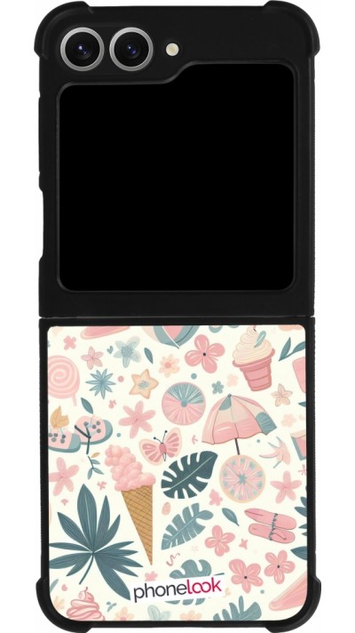 Coque Samsung Galaxy Z Flip6 - Silicone rigide noir Summer Pink Pattern