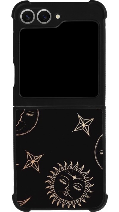 Coque Samsung Galaxy Z Flip6 - Silicone rigide noir Suns and Moons