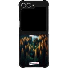 Samsung Galaxy Z Flip6 Case Hülle - Silikon schwarz Sonnenuntergang Waldsee