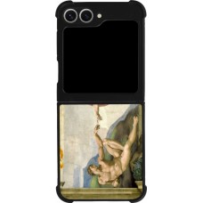 Coque Samsung Galaxy Z Flip6 - Silicone rigide noir Tableau art - La Création d’Adam - Michel-Ange