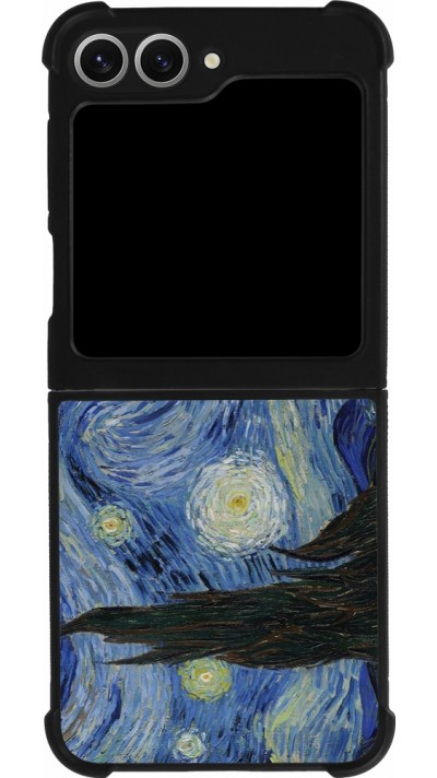 Coque Samsung Galaxy Z Flip6 - Silicone rigide noir Tableau art - La Nuit étoilée - Van Gogh