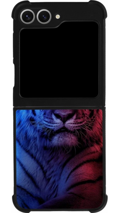 Coque Samsung Galaxy Z Flip6 - Silicone rigide noir Tiger Blue Red