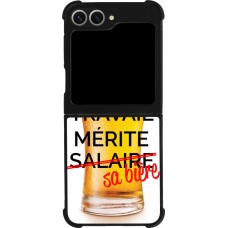 Coque Samsung Galaxy Z Flip6 - Silicone rigide noir Tout travail mérite sa bière