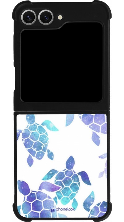 Coque Samsung Galaxy Z Flip6 - Silicone rigide noir Turtles pattern watercolor