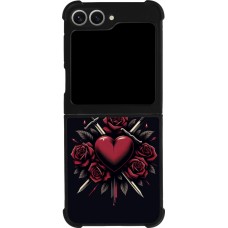 Coque Samsung Galaxy Z Flip6 - Silicone rigide noir Valentine 2024 gothic love