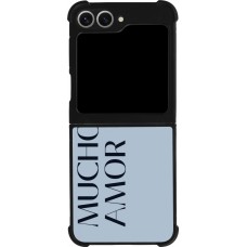 Coque Samsung Galaxy Z Flip6 - Silicone rigide noir Valentine 2024 mucho amor azul