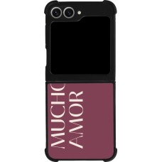 Coque Samsung Galaxy Z Flip6 - Silicone rigide noir Valentine 2024 mucho amor rosado