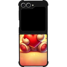 Coque Samsung Galaxy Z Flip6 - Silicone rigide noir Valentine 2024 Teddy love