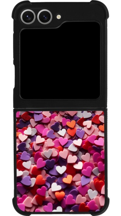 Coque Samsung Galaxy Z Flip6 - Silicone rigide noir Valentine 2025 Confetti