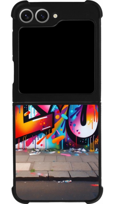 Coque Samsung Galaxy Z Flip6 - Silicone rigide noir Valentine 2025 Love U Tag