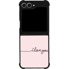 Coque Samsung Galaxy Z Flip6 - Silicone rigide noir Valentine 2023 i love you writing