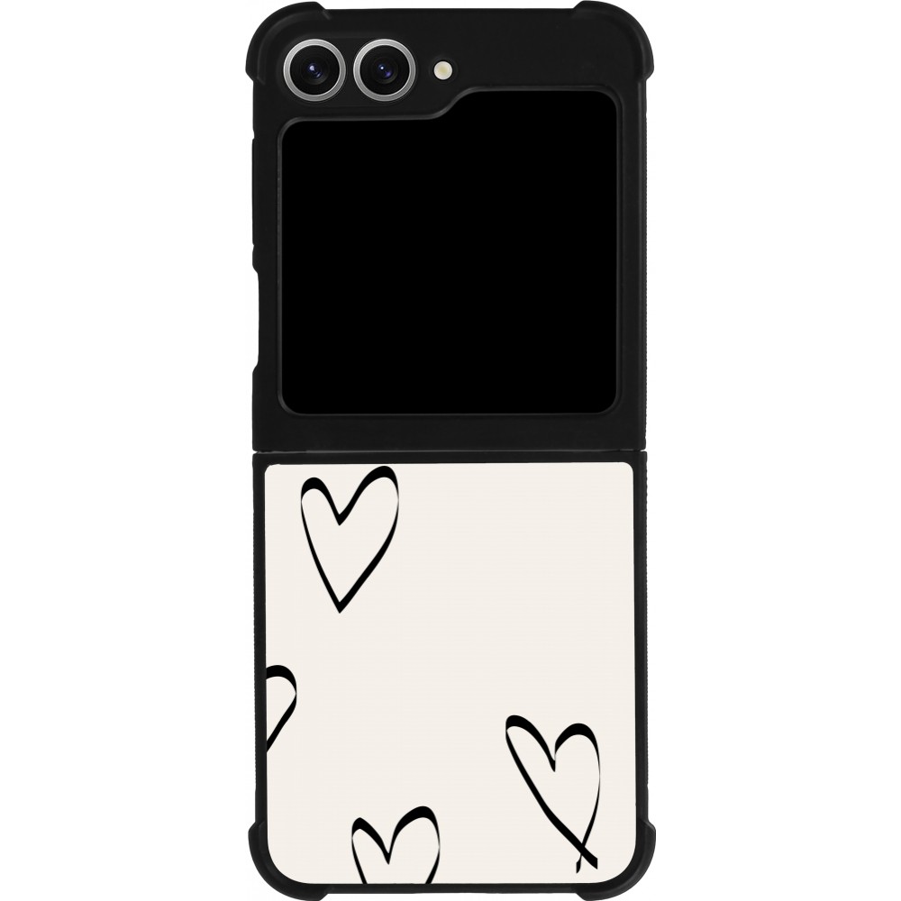Coque Samsung Galaxy Z Flip6 - Silicone rigide noir Valentine 2023 minimalist hearts