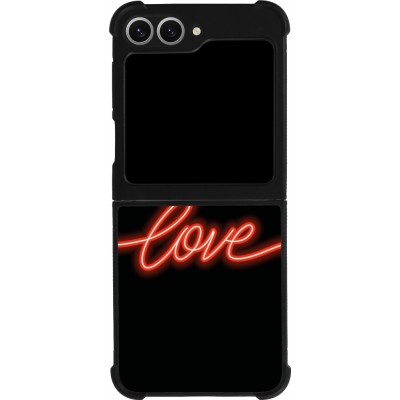 Coque Samsung Galaxy Z Flip6 - Silicone rigide noir Valentine 2023 neon love