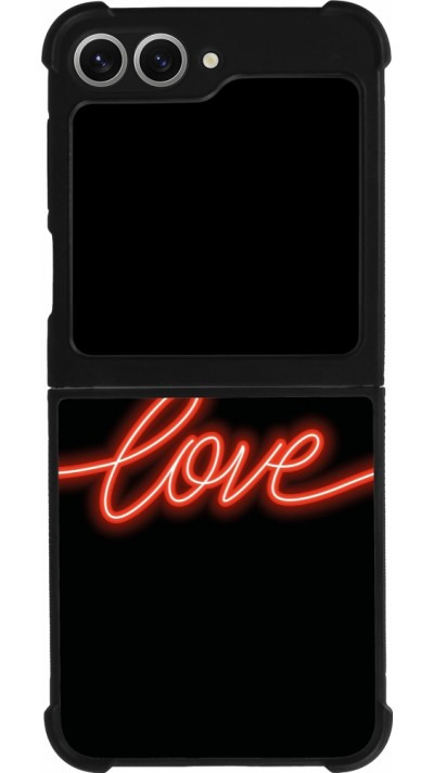 Coque Samsung Galaxy Z Flip6 - Silicone rigide noir Valentine 2023 neon love