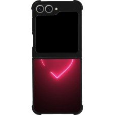 Coque Samsung Galaxy Z Flip6 - Silicone rigide noir Valentine 2023 single neon heart