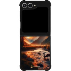 Coque Samsung Galaxy Z Flip6 - Silicone rigide noir Valley Sunset Deer Tree
