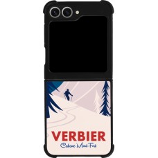 Coque Samsung Galaxy Z Flip6 - Silicone rigide noir Verbier Cabane Mont-Fort