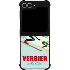 Coque Samsung Galaxy Z Flip6 - Silicone rigide noir Verbier Ski Downhill