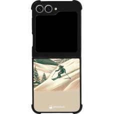 Coque Samsung Galaxy Z Flip6 - Silicone rigide noir Vintage Ski Mountain