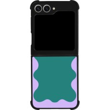 Coque Samsung Galaxy Z Flip6 - Silicone rigide noir Wavy Rectangle Green Purple