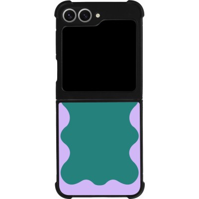 Coque Samsung Galaxy Z Flip6 - Silicone rigide noir Wavy Rectangle Green Purple