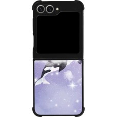 Coque Samsung Galaxy Z Flip6 - Silicone rigide noir Whale in sparking stars